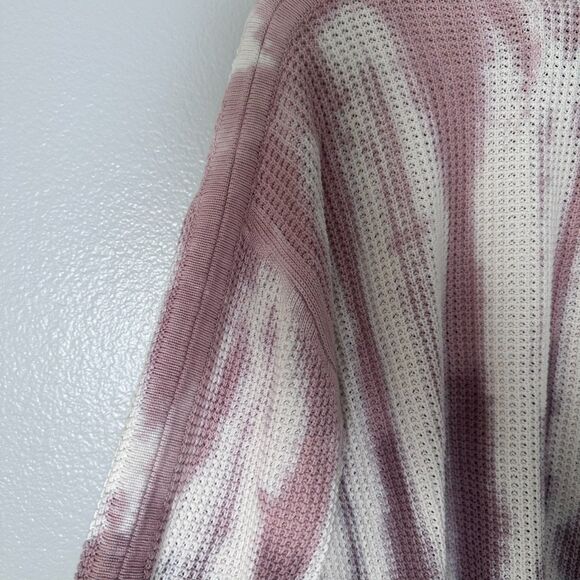 Pistola Sweater Womens Sz M Tie Dye Waffle Jumper Crewneck Pullover White Pink - Picture 11 of 13